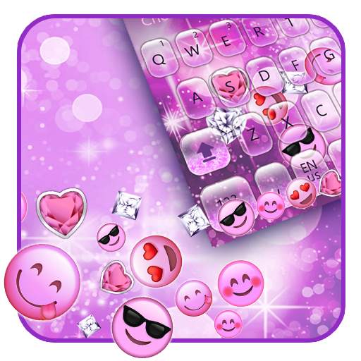 Cute Pink glitter emoji keyboard 10001003