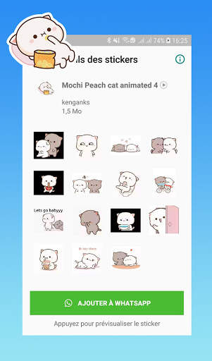 Animated Mochi Peach Cat Stickers for WhatsApp screenshot 2