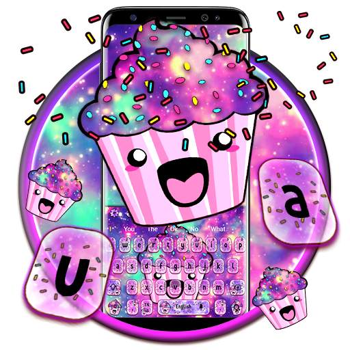 Cute Galaxy Cupcake Keyboard Theme 10001002