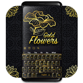 Gold Flowers Black Keyboard icon