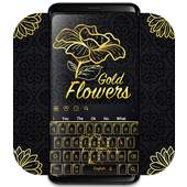 Gold Flowers Black Keyboard 10001002