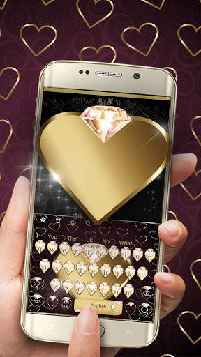Luxury Gold Heart Diamond Keyboard screenshot 1