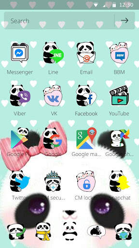 Cartoon Panda Pink Bow Cute Green Themes Desktop screenshot 6