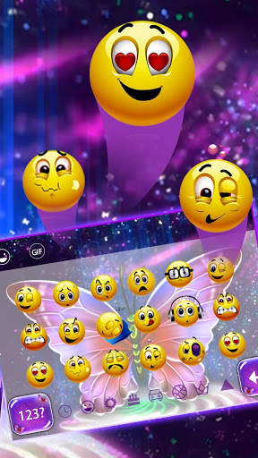 Purple Crystal Butterfly Keyboard Theme screenshot 3