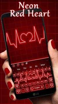 Love Neon Red Heart Keyboard Theme screenshot 1