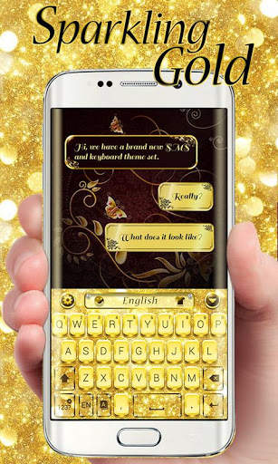 Sparkling Gold GO Keyboard Theme 1 تصوير الشاشة