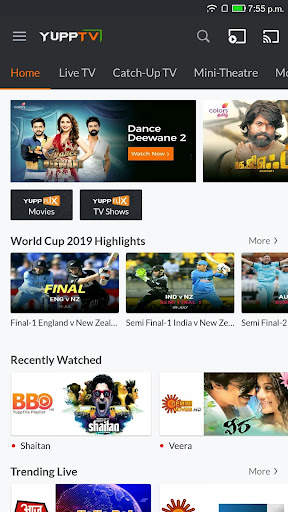 YuppTV LiveTV, Live Cricket screenshot 1
