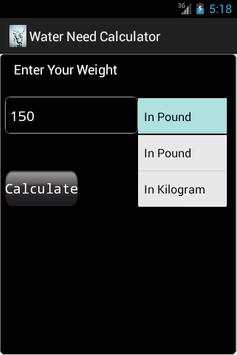 Daily Water Need Calculator screenshot 1