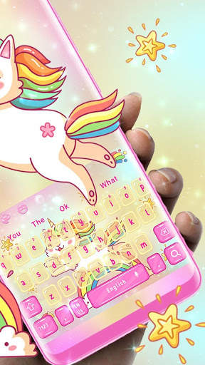 Pink Rainbow Cat Unicorn Keyboard Theme screenshot 2