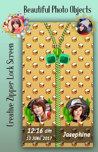 Golden Zipper Lock Screen screenshot 3