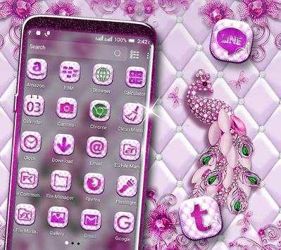 Pink Peacock Diamond Launcher Theme screenshot 5