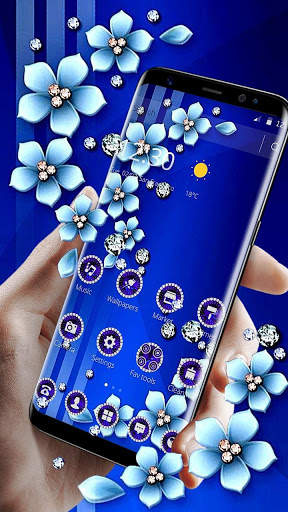 Blue Flower Glitter Diamond Business Theme screenshot 1