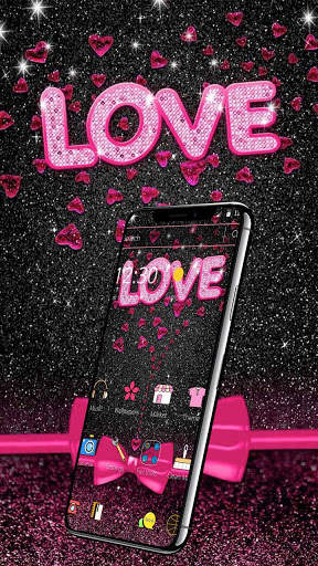 Black Pink Heart Love Romantic Theme screenshot 1