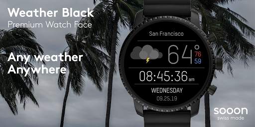 Weather Black Premium Watch Face 1 تصوير الشاشة