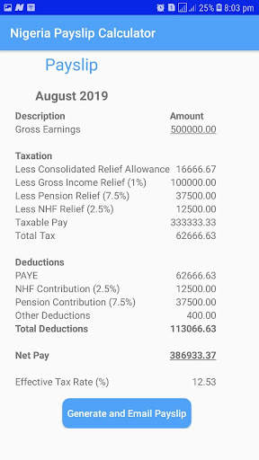 Nigeria Payslip Calculator 2 تصوير الشاشة