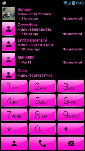 Dialer Theme Gloss Pink drupe screenshot 1