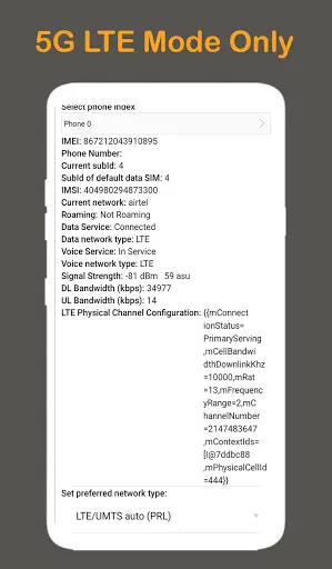 Force 5G LTE Only Mode, 4G LTE Only, 5G Switcher screenshot 2