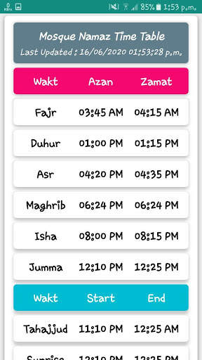 Namaz Time (Namaz Time Table of your local mosque) screenshot 1