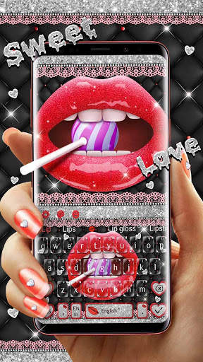 Giltter Red Lip Keyboard screenshot 1