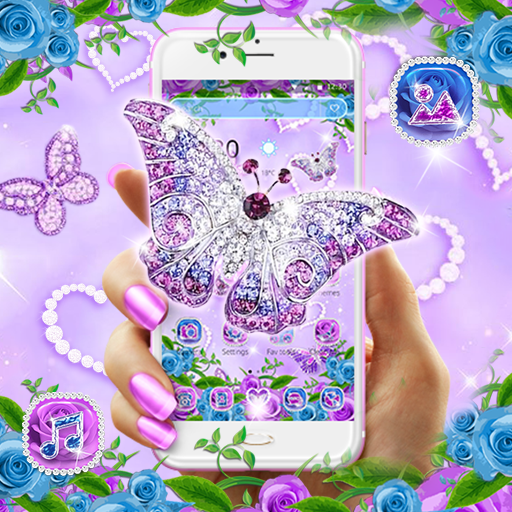 Purple Rose Diamond Butterfly Theme icon