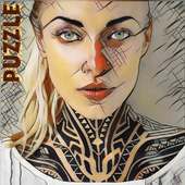 Puzzle sexy tatoo girls logo
