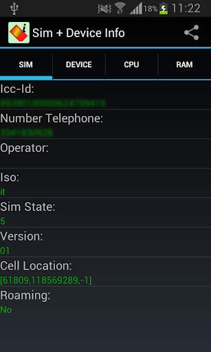 Sim Device Info screenshot 1