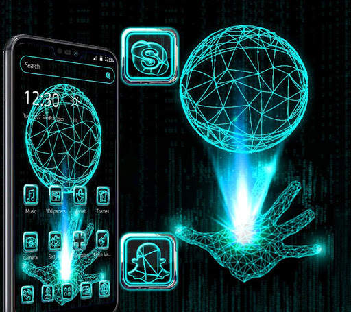 Neon Blue Technology Launcher Theme screenshot 3