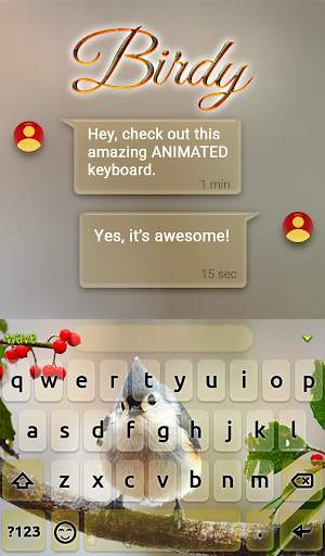 Birdy Animated Keyboard + Live Wallpaper स्क्रीनशॉट 3