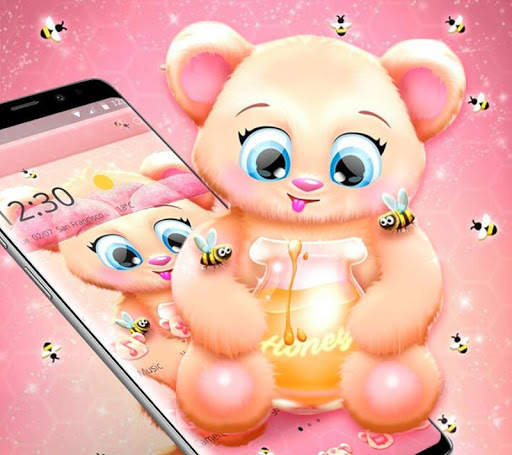 Pink Cartoon Teddy Bear Theme screenshot 2