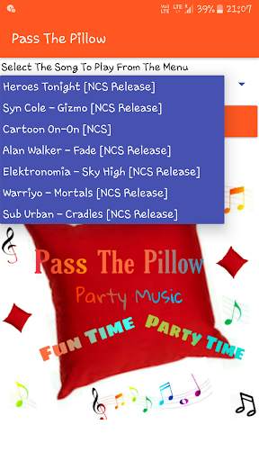 Pass the Pillow - Music Player screenshot 2