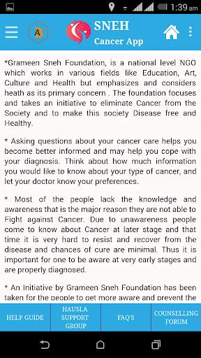 SNEH Cancer App screenshot 1