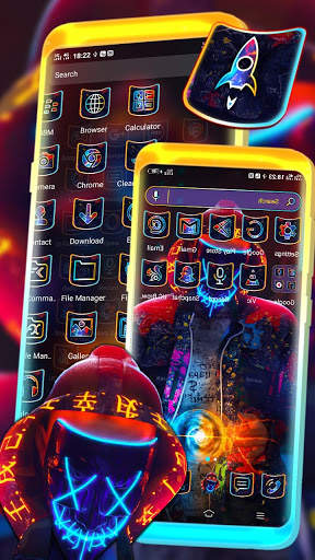 Neon Mask Man Launcher Theme screenshot 4