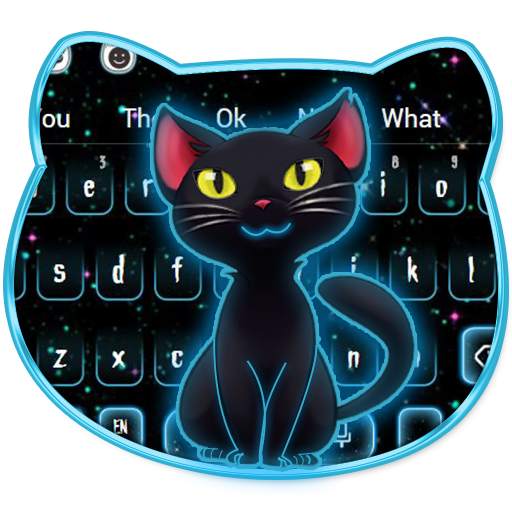 Dark Neon Kitty Keyboard Theme 10001002
