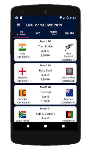 Live Scores CWC 2019 screenshot 1
