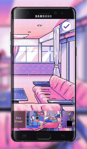 Aesthetic Vaporwave 8-bit Lock Screen screenshot 3