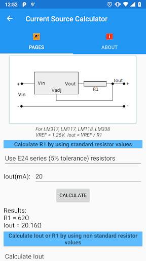 VAReg app: LM317, Voltage Divider Calculators screenshot 3