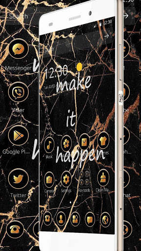Black Golden Marble Pattern Theme screenshot 3