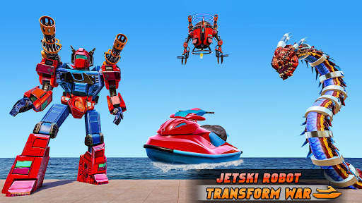 Flying Snake Robot Transforming JetSki Robot Games स्क्रीनशॉट 1