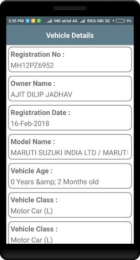 Vehicle RTO info screenshot 2
