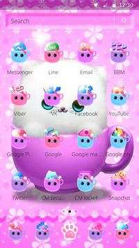 Cute Pink Cup Kitty Theme 5 تصوير الشاشة