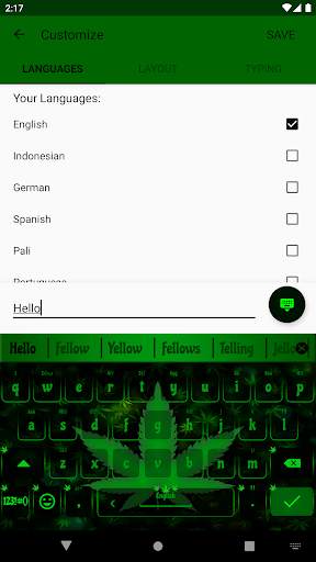 Green Rasta Keyboard Theme screenshot 1