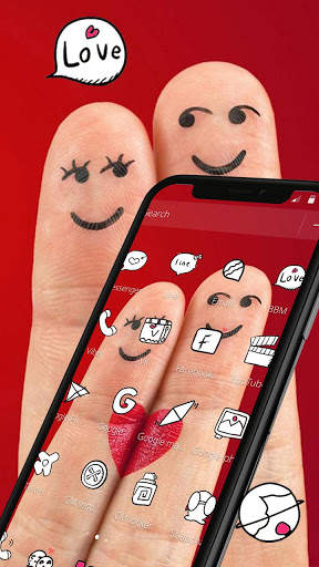 Red Lover Finger Romantic Heart Theme screenshot 2