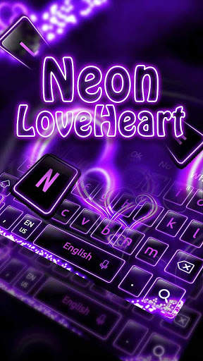 Neon Love Heart Keyboard screenshot 1