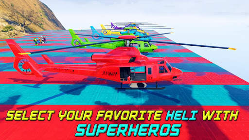 Superheroes Flying Helicopter Racing screenshot 5