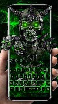 Neon Green Soldier Skull Keyboard Theme screenshot 1