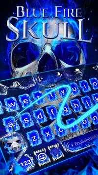 Blue Fire Skull Emoji Keyboard Theme screenshot 4