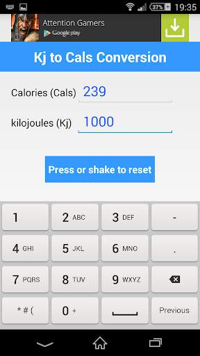 Kj to Cals screenshot 2