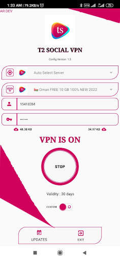 T2 SOCIAL VPN screenshot 2