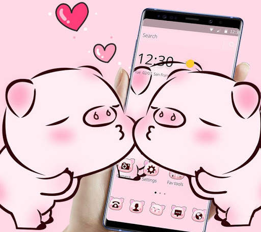 Pink Cute Love Piggy Theme screenshot 4