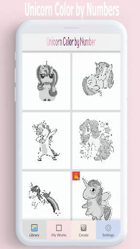 Unicorn - Color by Number,pixel art coloring game screenshot 1